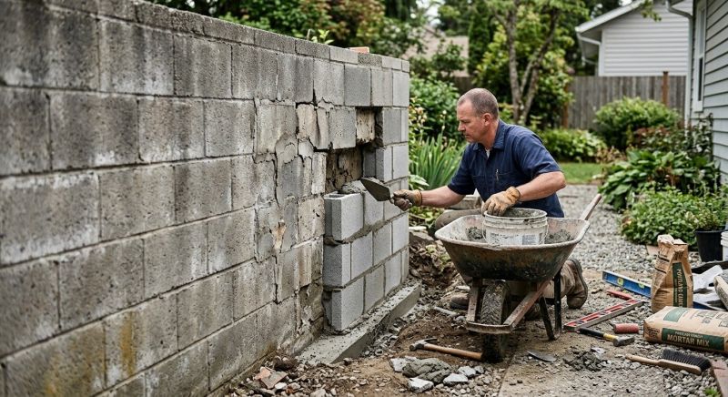 Cinder Block Wall Repair in San Diego County, CA