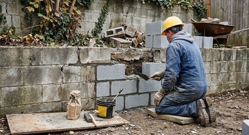 Cinder Block Wall Repair in Oceanside, CA