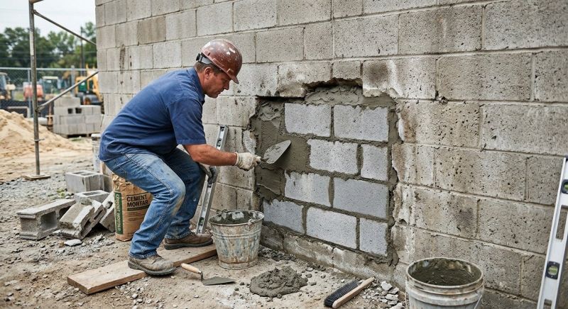 Cinder Block Wall Repair in San Marcos, CA