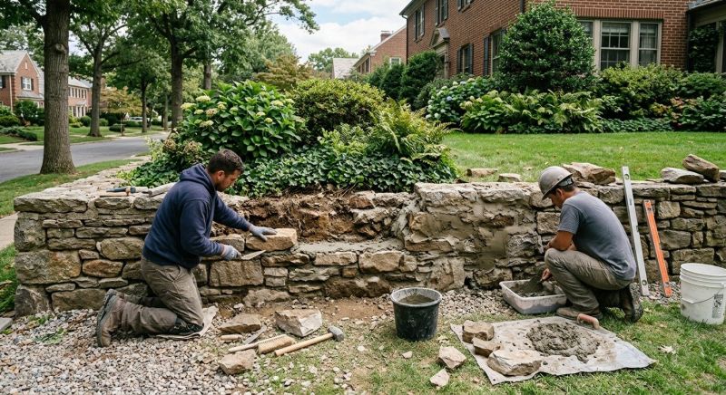 Stone Wall Repair in Rancho Santa Fe, CA